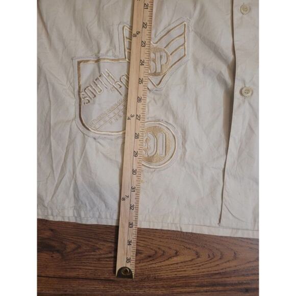 Southpole Shirt Mens XL Extra Large Ivory Button Up Short Sleeve Hip Hop Casual - Picture 11 of 16